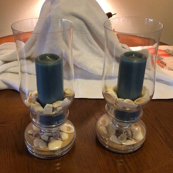 Seashell Candle Holders Set of 2 - Picture 1 of 1
